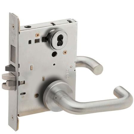 Schlage Entrance Mortise Lock with Deadbolt, 03A Design, SFIC Prep, Less Core, Satin Chrome L9453B 03A 626